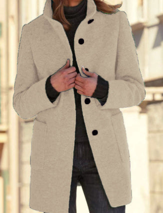 Stand Collar Wool Coat