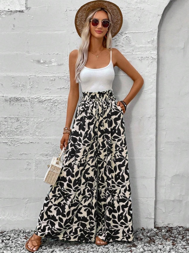 Wide-leg summer linen pants