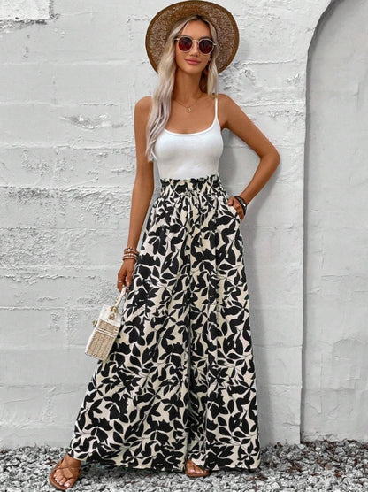 Wide-leg summer linen pants